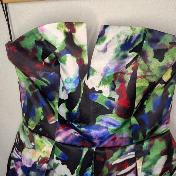 PARKER 'Tamara' Floral Sateen Strapless Notch Bodice Ball Gown Size 2 - Picture 3 of 11